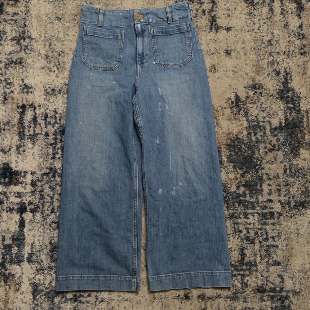 Maeve Anthropologie The Colette Jeans Womens 29 Blue Wide Leg Crop Light Denim